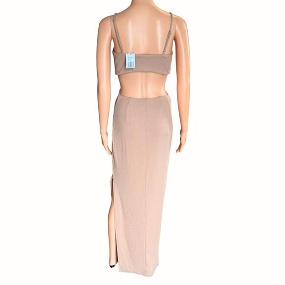 NWT FORE Tan Beige Cutout Bikini Top Maxi Dress - Picture 5 of 6